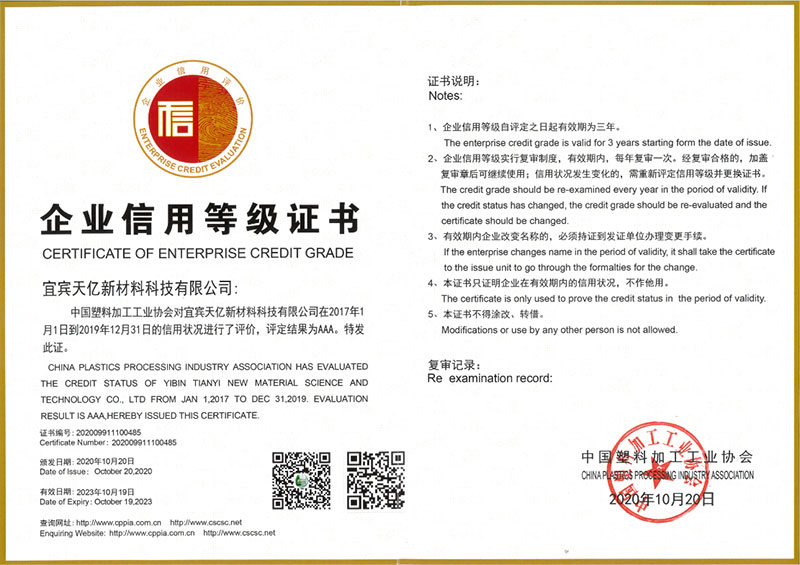 PVCO-pipes-certificate-of-enterprise-credit-grade